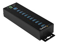 StarTech.com USB 3.0-hubb med 10 portar och nätadapter - Industriell USB-A-hubb i metall med ESD- och 350 W överspänningsskydd - Monterbar på DIN-skena/vägg/skrivbord - Höghastighets USB 3.1 Gen 1 5 Gbps-hubb - Hubb - 10 x USB 3.2 Gen 1 - DIN-skenmonterbar, väggmonterbar - TAA-kompatibel - för P/N: ITB20D3250 HB30A10AME