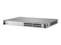 HPE Aruba 2530-24G-PoE+-2SFP+ - Switch - Administrerad - 24 x 10/100/1000 (PoE+) + 2 x 10 Gigabit SFP+ - skrivbordsmodell, rackmonterbar, väggmonterbar - PoE+ (195 W) J9854A#ABB