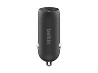 Belkin BoostCharge - Strömadapter för bil - 20 Watt - 3.6 A - PD (24 pin USB-C) - på kabel: Lightning - svart CCA003BT04BK