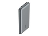 Belkin BoostCharge - Strömförsörjningsbank - 10000 mAh - 15 Watt - 3 A - 3 utdatakontakter (2 x USB, 24 pin USB-C) - på kabel: USB-C - rymdgrå BPB011BTGY