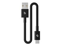 Beats - USB-kabel - USB (hane) till 24 pin USB-C (hane) - USB 2.0 - 20 cm - flätad kabel, reinforced design, USB Fast Charge (15W) - bultsvart MEQL4ZM/A