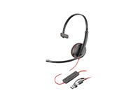 HP Poly Blackwire 3215 - Blackwire 3200 Series - headset - på örat - kabelansluten - 3,5 mm kontakt, USB-C - svart - Certifierad för Skype for Buisness, Avaya-certifierad, Cisco Jabber-certifierad, UC-certifierad 8X227A6
