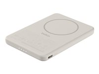 Belkin BoostCharge - Trådlös powerbank - slim, magnetisk - 5000 mAh - 15 Watt - Fast Charge (USB-C) - på kabel: USB-C - sand BBA009HQSA