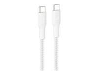 Belkin BoostCharge Eco - USB-kabel - USB-C (hane) till USB-C (hane) - USB 2.0 - DC 48 V - 5 A - 3 m - USB-strömförsörjning (240W), flätad kabel - vit CAB025HQ3MWH