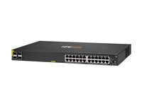 HPE Aruba 6100 24G Class4 PoE 4SFP+ - Switch - Administrerad - 24 x 10/100/1000 (PoE+) + 4 x 1 Gigabit / 10 Gigabit SFP+ - sida till sida luftflöde - rackmonterbar - PoE+ (370 W) JL677A