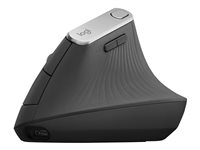 Logitech MX Vertical - Vertikal mus - ergonomisk - optisk - 6 knappar - trådlös, kabelansluten - Bluetooth, 2.4 GHz - trådlös USB-mottagare - grafit 910-005448