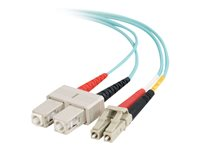 C2G LC-SC 10Gb 50/125 OM3 Duplex Multimode PVC Fiber Optic Cable (LSZH) - Nätverkskabel - SC-läge (multi-mode) (hane) till LC multiläge (hane) - 2 m - fiberoptisk - duplex - 50/125 mikron - OM3 - halogenfri - havsblå 85532
