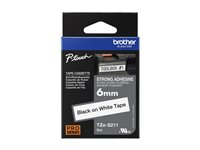 Brother TZe-S211 - Extra kraftigt självhäftande lim - svart på vitt - Rulle (0,6 cm x 8 m) 1 kassett(er) bandlaminat - för P/N: Ie#PT2030, US#PT1880CT, US#PT-1890D, US#PTH111, US#PTP900WC, US#PT-P910BT TZES211