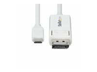 StarTech.com 6.6ft (2m) USB C to DisplayPort 1.2 Cable, Bidirectional - DisplayPort-kabel - 24 pin USB-C (hane) till DisplayPort (hane) - Displayport 1.2/Thunderbolt - 1.9 m - 4K60Hz stöd, dubbelriktad, aktiv - vit CDP2DP2MBW
