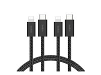 Belkin BoostCharge - Lightning-kabel - USB-C hane till Lightning hane - 1.5 m - MFI-certifierad - svart - snabbladdning (paket om 2) BBD011HQ05BK2PK