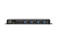 Eaton Tripp Lite series 4-Port DisplayPort KVM with Dual Console Ports (DP and HDMI), 4K 60Hz 4:4:4, DP1.4 with IR Remote - Omkopplare för tangentbord/video/mus/ljud/USB - 4 x KVM/ljud/USB - 1 lokal användare - skrivbordsmodell B005-DPUA4