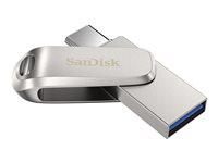 SanDisk Ultra Dual Drive Luxe - USB flash-enhet - 128 GB - USB 3.1 Gen 1 / USB-C - silver SDDDC4-128G-G46