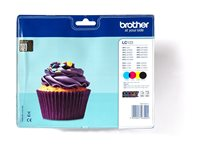 Brother LC123 Value Pack - 4-pack - Lång livslängd - svart, gul, cyan, magenta - original - blister med akustiskt / elektromagnetiskt alarm - bläckpatron - för Brother DCP-J132, J152, J172, J552, J752, MFC-J245, J470, J650, J6520, J6720, J6920, J870 LC123VALBPDR