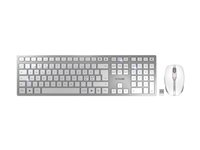 CHERRY DW 9100 SLIM - Sats med tangentbord och mus - trådlös - 2.4 GHz, Bluetooth 4.2 - hela norden - vit/silver JD-9100PN-1