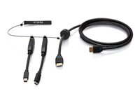 C2G 10ft (3m) 4K HDMI Premium Cable and Dongle Adapter Ring with Color Coded Mini DisplayPort and USB-C - Videoadaptersats - svart - 4K60Hz stöd, 4K 30 Hz-stöd (mDP), guldblinkade kontakter C2G30056