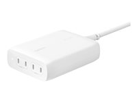 Belkin BoostCharge Pro - Strömadapter - GaN-teknik - 200 Watt - 5 A - Fast Charge, Strömmatning 3.1, PD 3.0 - 4 utdatakontakter (24 pin USB-C) - vit WCH015VFWH