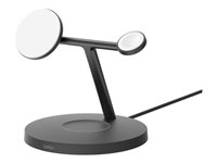 Belkin BoostCharge Pro 3-in-1 - Trådlöst laddställ - med Qi2 + växelströmsadapter - 15 Watt - Fast Charge - svart WIZ032KQBK