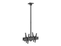 Multibrackets M Ceiling Mount Pro MBC1UX2 - Monteringssats (takplatta, skyddslock för takplatta, 4 lutningsarmar, 2 stångklämmor, 2 skenor, 2 förlängningsrör (80 cm)) - för 2 LCD-bildskärmar - aluminium, stål - svart - skärmstorlek: 40"-65" - takmonterbar 7350073733453