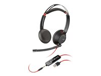 HP Poly Blackwire 5220 - Blackwire 5200 series - headset - på örat - kabelansluten - USB-A, 3,5 mm kontakt - svart - Certifierad för Microsoft-teams, Certifierad för Skype for Buisness, Cisco Jabber-certifierad, Avaya-certifierad 80R97AA