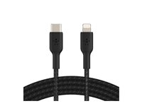 Belkin BoostCharge - Lightning-kabel - 24 pin USB-C hane till Lightning hane - 1 m - svart - USB-strömförsörjning (18W) CAA004BT1MBK