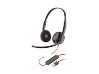 HP Poly Blackwire C3220 - Blackwire 3200 Series - headset - på örat - kabelansluten - USB-A - svart - Skype-certifierat, Avaya-certifierad, Cisco Jabber-certifierad 77R32A6