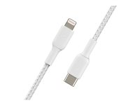 Belkin BoostCharge - Lightning-kabel - 24 pin USB-C hane till Lightning hane - 1 m - vit - USB-strömförsörjning (18W) CAA004BT1MWH