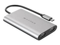 HyperDrive Dual - Videokort - 24 pin USB-C till HDMI, 24 pin USB-C - USB-strömförsörjning (100W), 4K30 Hz (HDMI bildskärm 2), 4K 60 Hz (HDMI bildskärm 1) HDM1-GL