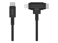 HyperJuice - Lightning-kabel - 24 pin USB-C hane till 24 pin USB-C, Lightning hane - 1.5 m - svart HJ4010BKGL