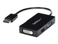 StarTech.com A/V-reseadapter: 3-i-1 DisplayPort till VGA-, DVI- eller HDMI-konverterare - Videokort - DisplayPort hane till HD-15 (VGA), DVI-D, HDMI hona - 26.6 m - svart - aktiv, 1920 x 1200 (WUXGA) stöd DP2VGDVHD