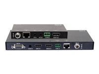 C2G Dual 4K HDMI HDBaseT + VGA, 3.5mm, and RS232 over Cat Switching Extender Box Transmitter to Ultra-Slim Box Receiver - 4K 60Hz - Video/ljud/seriell förlängare - sändare - HDBaseT, HDMI - över CAT 5e/6/6a/7 - upp till 70 m C2G30027
