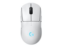 Logitech G PRO 2 - Mus - gaming - höger- och vänsterhänta - optisk - 8 knappar - trådlös, kabelansluten - 2.4 GHz, USB - USB Logitech LIGHTSPEED-mottagare - vit 910-007302
