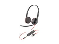 HP Poly Blackwire 3225 - 3300 Series - headset - på örat - kabelansluten - USB, 3,5 mm kontakt - svart - Skype-certifierat, Cisco Jabber-certifierad, Avaya-certifierad 80S11AA