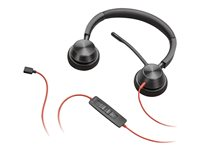 Poly Blackwire 3320 - Blackwire 3300 series - headset - på örat - kabelansluten - USB-C - svart 76J18AA